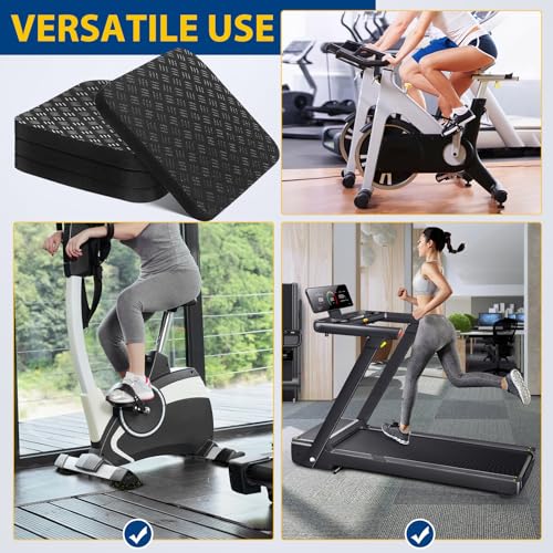 DECHOUS 4 piezas Tapetes antideslizantes para equipo de ejercicio en caminadora, almohadillas de alta densidad 10x10x1 cm, protector de piso para alfombra y madera en gimnasio en casa miniatura 3