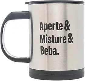 LYOR - Caneca Mixer de Aço Inox com Tampa 380ml