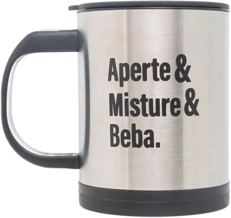 LYOR - Caneca Mixer de Aço Inox com Tampa 380ml