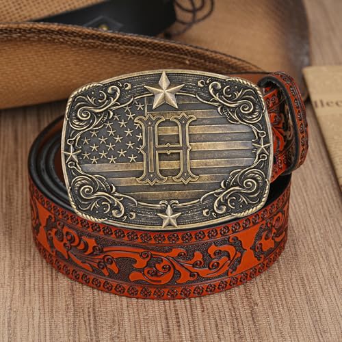 Image of Western Belt Buckle for Men Women Initial Letter A to Z Cowboy Belt Buckle Texas Buckle hebillas vaqueras para hombre