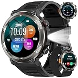 Baolubao Reloj Inteligente Hombre, 1.45" Smartwatch Hombre con Linterna y Brújula, Smartwatch con Llamadas Bluetooth, 120+ Modos Deportivos, 2 Correas, Podómetro, Pulsera Actividad Impermeable IP68