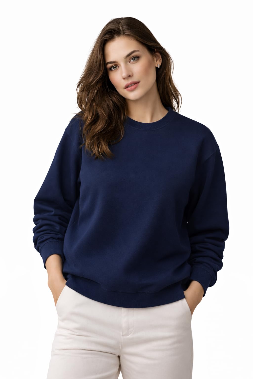 Women’s Crew Neck Sweatshirt Long Sleeve Pullover Plain Solid Colour Casual Wear Top-picture-12