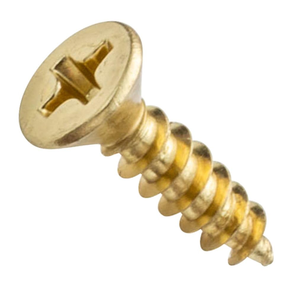 Centerline #4 x 1/2'' Flat Head Phillips Cabinet Hardware Mounting Screws, Brass Plated, 100-Pack
