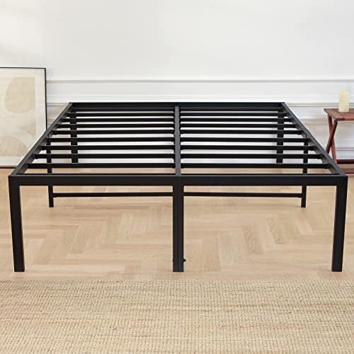 LUSIMO 18 Inch Full Size Metal Bed Frame Heavy Duty Bed Frames Tall Platform Bed Frame Full Size Bed Frame No Box Spring Needed Easy Assembly Anti Slip Support Black