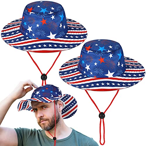 Mepase 2 Pcs Sun Hat American Flag Bucket Hat Sun