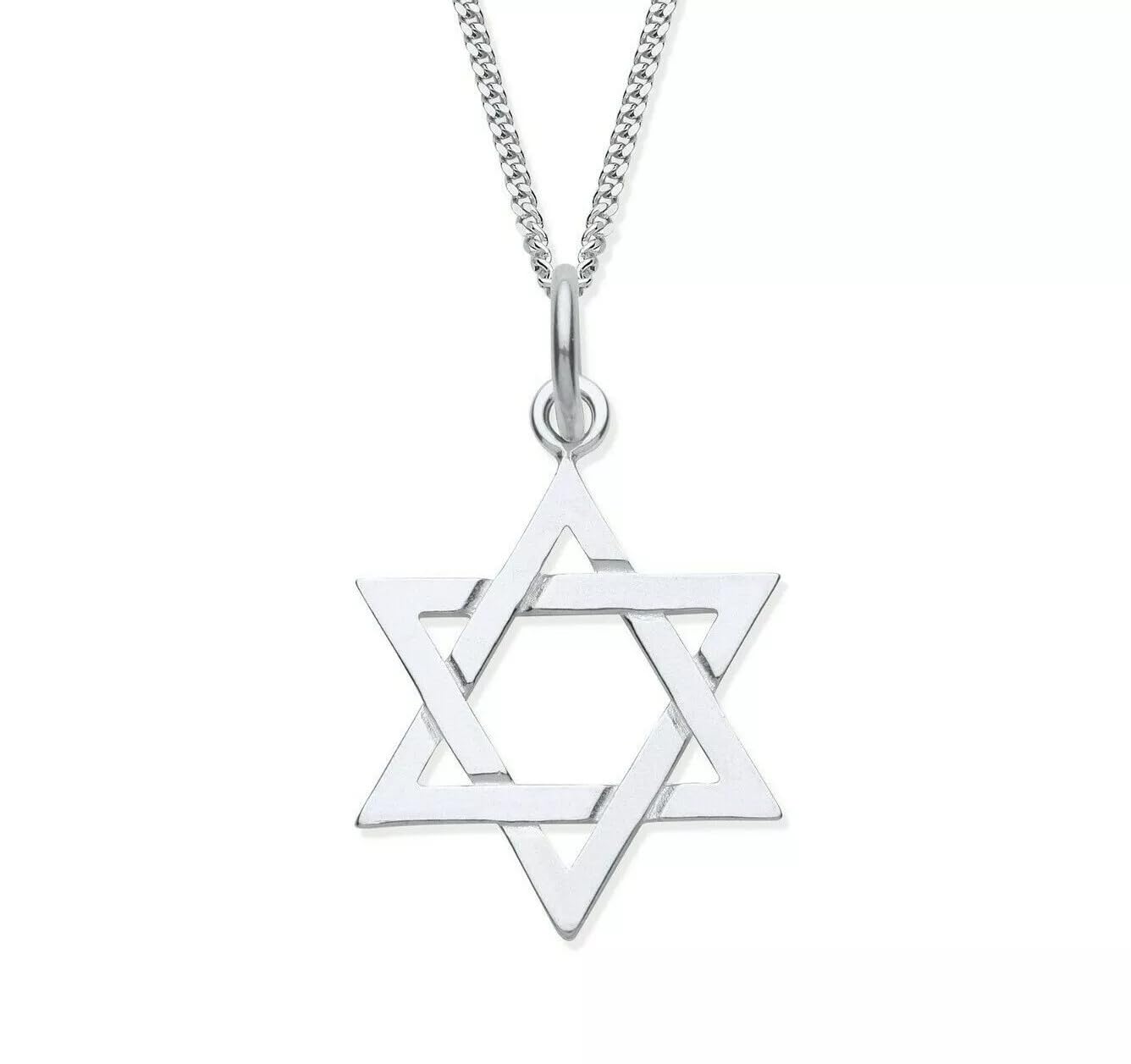 Old English Jewellers Collana con ciondolo a forma di stella di David, in argento Sterling, con catenina a scelta, senza catena, 40,6 cm, 45,7 cm, 50,8 cm, gioiello per uomo o donna