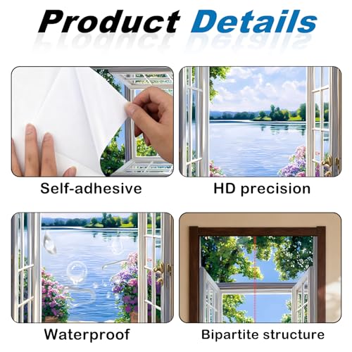 Image of Nuxovilar Scenic Lake Door Stickers Peel Stick PVC 30.3x78.7 in