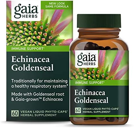 Gaia Herbs Echinacea Goldenseal - Immune Support Supplement for Maintaining a Healthy Respiratory System - with Organic Echinacea and Goldenseal Root - 60 Vegan Liquid Phyto-Capsules (10-Day Supply)