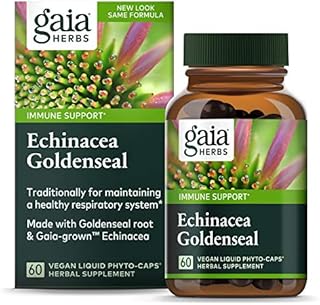 Gaia Herbs Echinacea Goldenseal - Immune Support Supplement for Maintaining a Healthy Respiratory System - with Organic Echinacea and Goldenseal Root - 60 Vegan Liquid Phyto-Capsules (10-Day Supply)