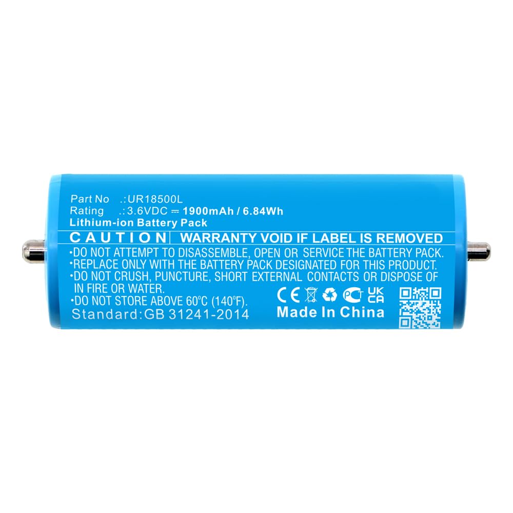 1900mAh UR18500Y, UR18500L, 81377206 Battery Replacement Compatible with Select Braun Series 5, Series 7, Series 8, Series 9, Pulsonic Shavers (Compatible Shaver Models in Description)