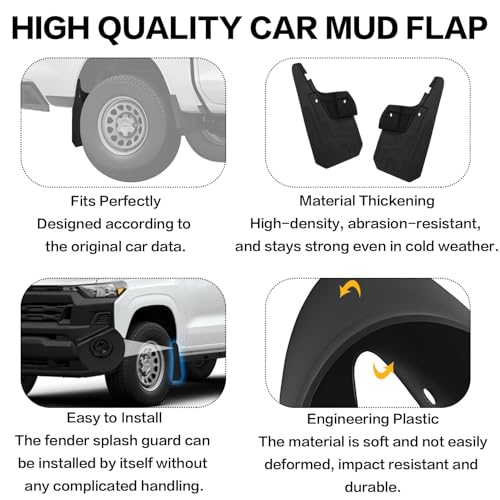Image of PSLER Mud Flaps Splash Guards for Chevy Colorado 2023 2024 2025 Accessories Front & Rear All Weather Fender Mudguards Sediment Protection Without Fender Flare (4pcs)