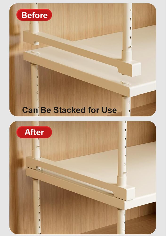 Scaffale espandibile per armadio da cucina, regolabile, resistente, impilabile, per armadietti e banconi della cucina, larghezza 24 cm, lunghezza 40-65 cm, altezza 25-35 cm