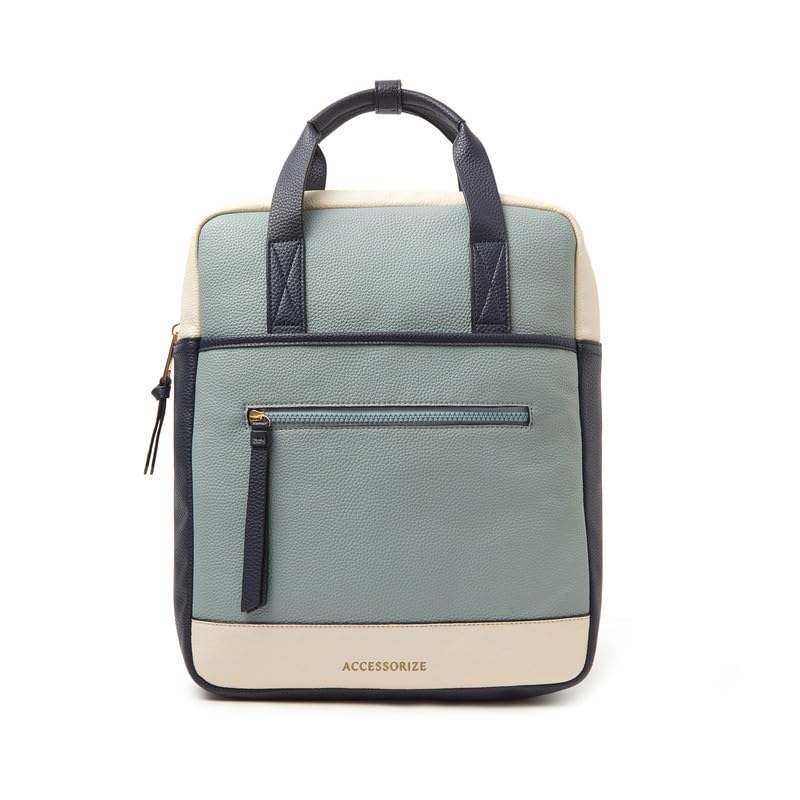 London Women's Blue Faux Leather Backpack | Stylish Ladies Rucksack | Casual Daypack for Travel & Work| Zipper Travel Bag for Women | Leather Backpack-image-6