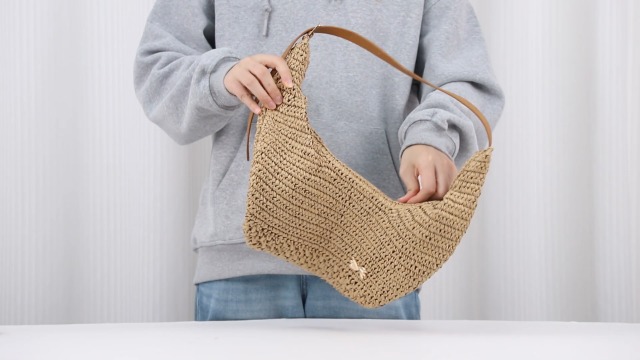 Bolso de paja para mujer tipo Tote verano playa miniatura 7