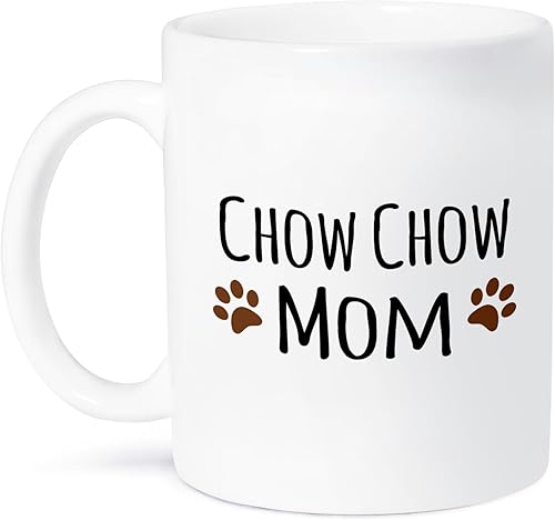 3dRose mug_154099_2 Chow Chow Dog Mom Doggie By Breed - Taza de cerámica marrón con estampado de patas fangosas Love Doggy Lover Proud Pet Owner, 15