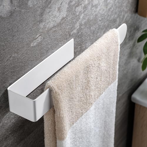 Image of Taozun White Hand Towel Holder, 11.8-Inch Towel Racks for Bathroom and Kitchen, Adhesive Towel Bar Towel Holder Stick on Wall, Stainless Steels