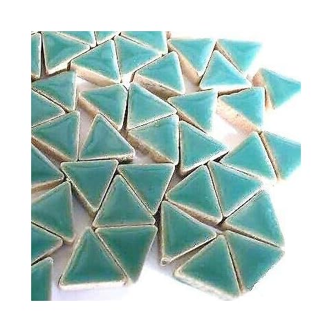 Craft Mosaic Tiles - Glazed Ceramic Triangles - Pthalo Green Cover