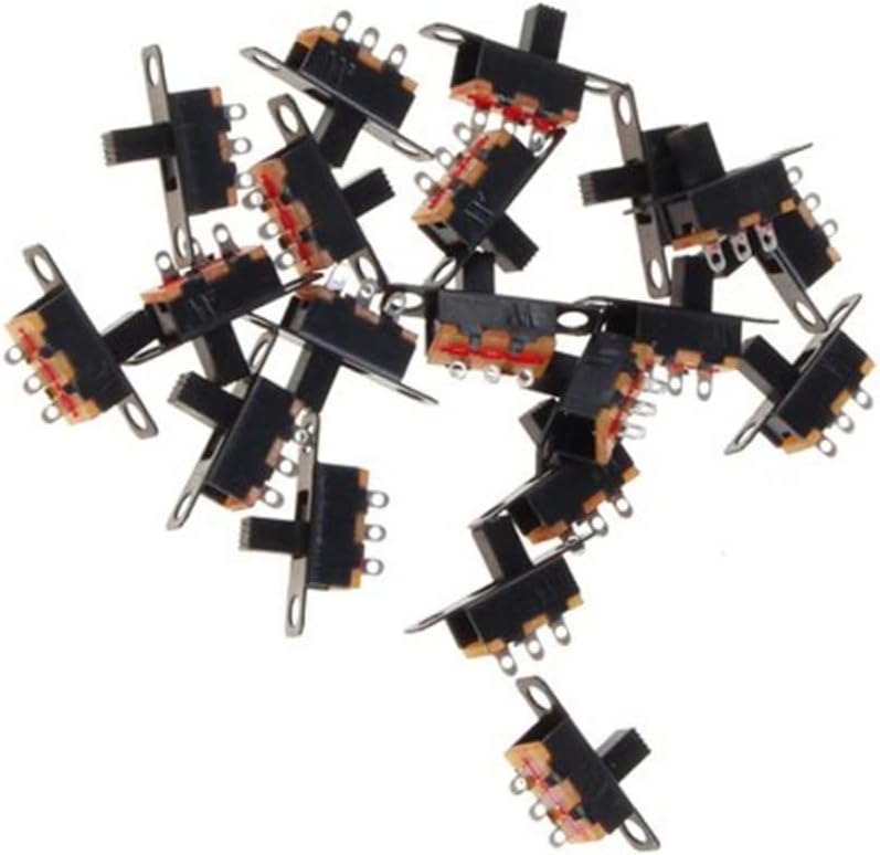 2 Position 3Pin SPDT Micro Miniature PCB Slide Switch Latching Toggle Switch for Small DIY Power Electronic Projects 20pcs (Black) 2 Position Slide 3Pin Miniature