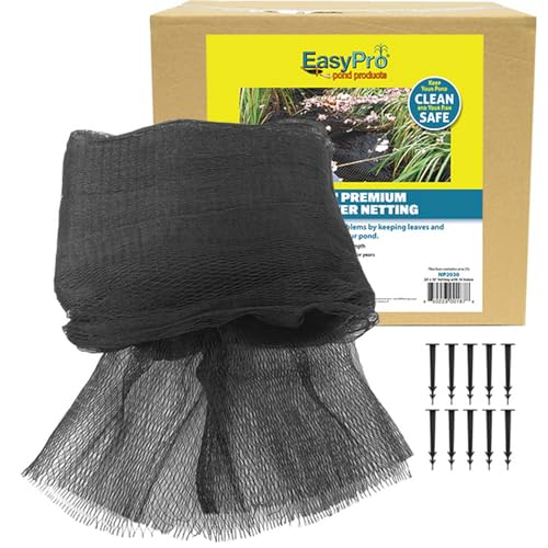 EasyPro NP2030 Premium 3/4-Inch Pond Cover Netting, 20-Foot x 30-Foot with 12 Stakes