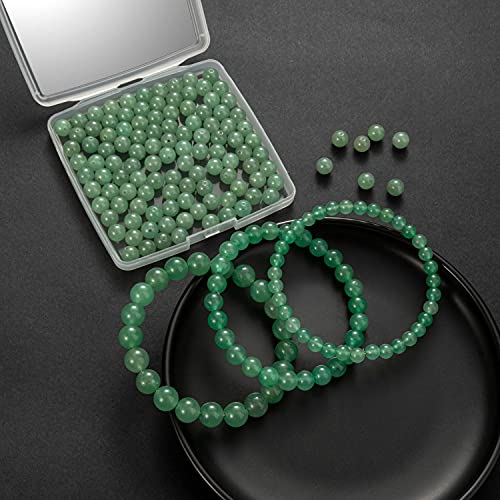 Image of 100Pcs Natural Stone Beads 8mm Green Aventurine Round Gemstone Loose Beads with Elastic Bracelet String for Bracelets Necklace Jewelry Making