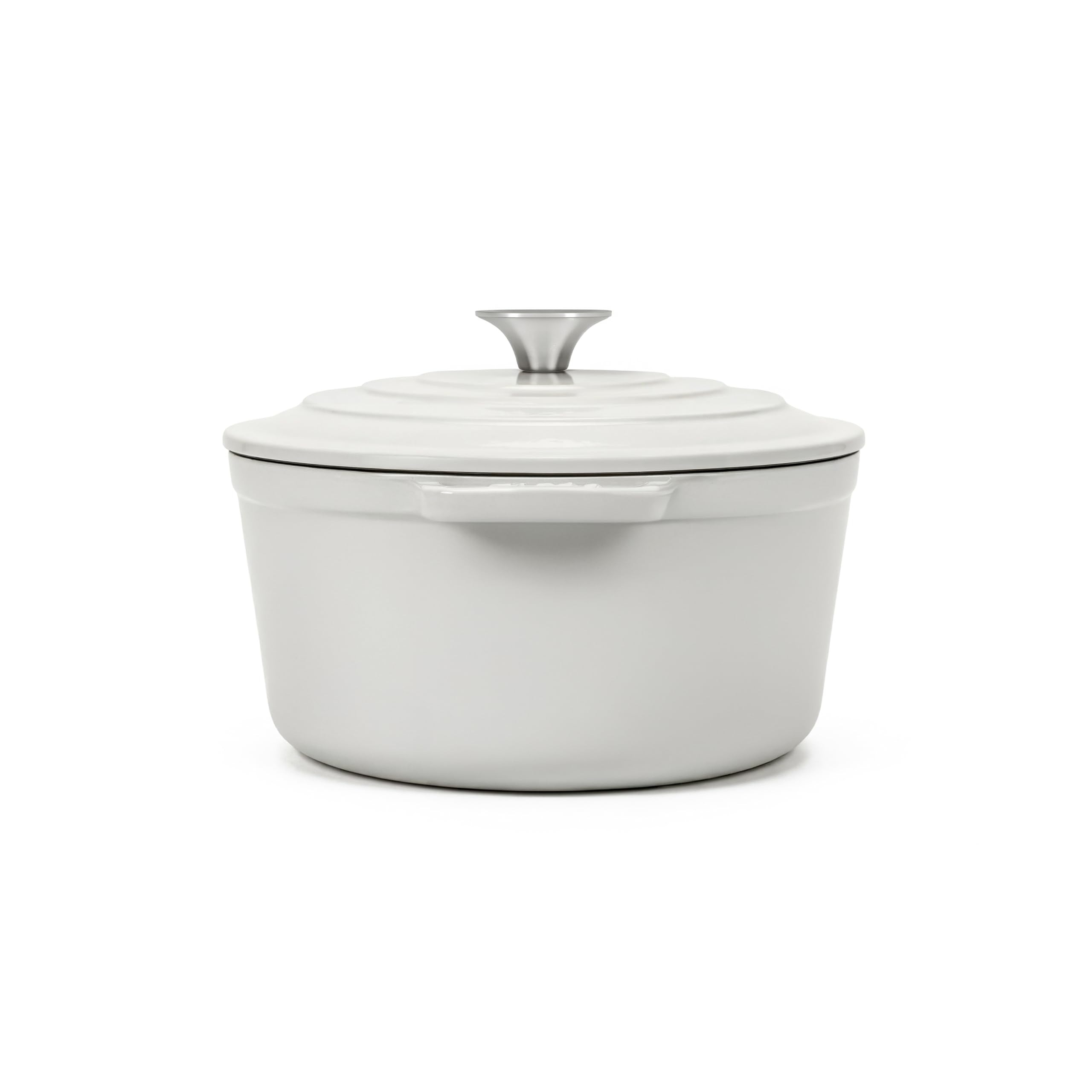IENA36 - Cacerola de hierro fundido esmaltado, capacidad 7,7 L, color beige, compatible con todos los fuegos, inducción, gas, eléctrica, parrilla, horno, tapa fundida, ideal