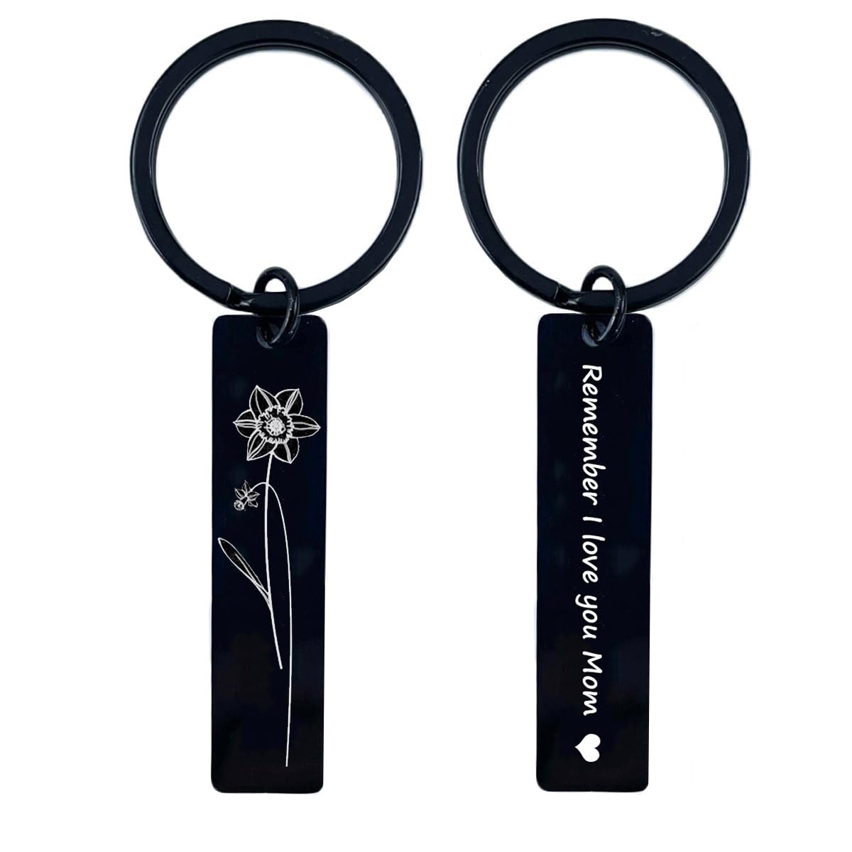 Customized Keychain with Picture, Calendar, Spotify code, Text Engraved, Dog Tag Personalized Photo Keychain (birth flower with name & stone)