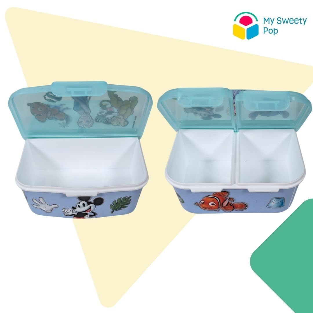 My sweety pop Lunch Box, Children's Snack Box, Blue, 3 Compartments, Disney Characters, Nursery, Kindergarten, School - Image 4