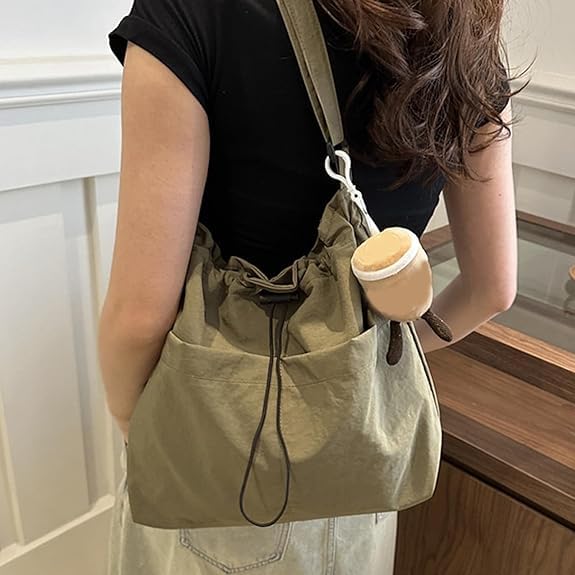 Ultra-Light Casual Large Capacity Messenger Bag with Pendant,Women's Shoulder Bag Crossbody Bag with Multiple Pockets3