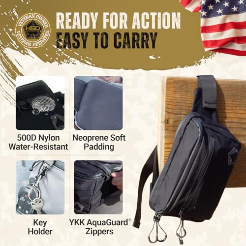 Image of HighSpeedDaddy Carry Fanny Pack - 500D Water-Resistant Nylon, Quick Access CCW Pocket, YKK AquaGuard Zippers, EDC Bag with Adjustable Waist (upto 49 inch), Everyday Carry for Men & Women - Black Multicam
