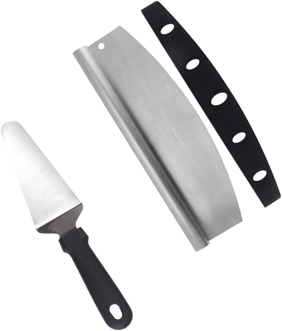 Luxshiny 2pcs Pizza Cutter and Triangle Spatula Set Stainless Steel Pizza Cutting Tool with Pp Cover Portable Kitchen Baking Supplies for Home and Professional Making