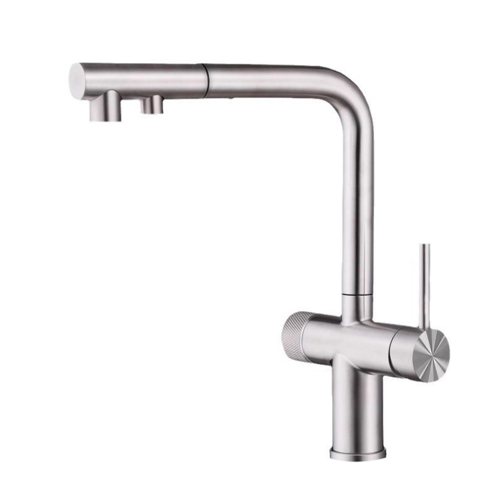 Grifo Osmosis Extraible Grifo Cocina Acero Inoxidable con 2 Salidas Grifo de Cocina Fregadero con Osmosis Mezclador Agua Fría y Caliente