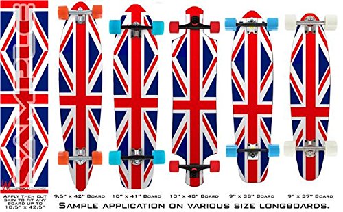 Union Jack 02 - Decal Style Vinyl Wrap Skin fits Longboard Skateboards up to 10