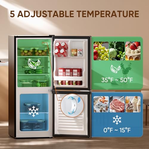 Upstreman 4.0 Cu.Ft Small Refrigerator with Bottom Freezer, Double Door Mini Refrigerator with Freezer, Mini Fridge for Kitchen, Apartment, Dorm, Office, BM40 (Stainless) on Fridge.com