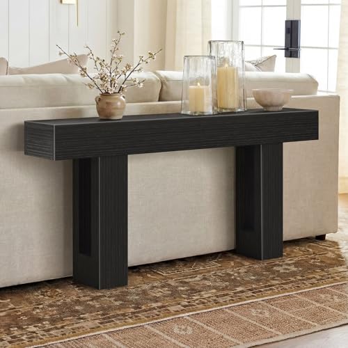 Image of 70 inch Black Console Table for Entryway Long Modern Sofa Tables Behind Couch for Living Room 10 inch Deep Hallway Entry Way Table