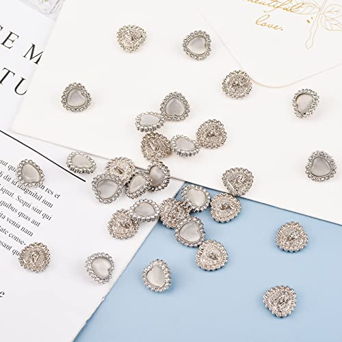 Urroma 30 Pcs Faux Pearl Rhinestone Buttons, White Clear Heart-Shaped Buttons Crystal Buttons Sew On Buttons Embellishments For Diy Crafts, 12.5 Mm #TOP5