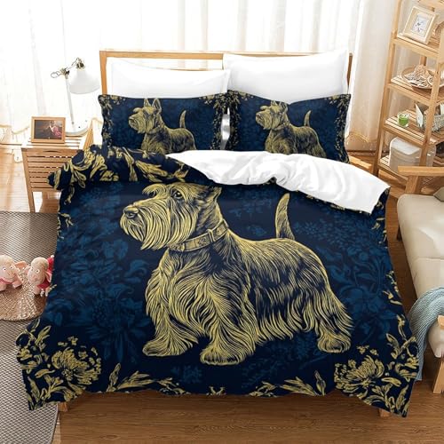 Housse de couette Scottish Terrier coton lit Super King size 260x220 - 2