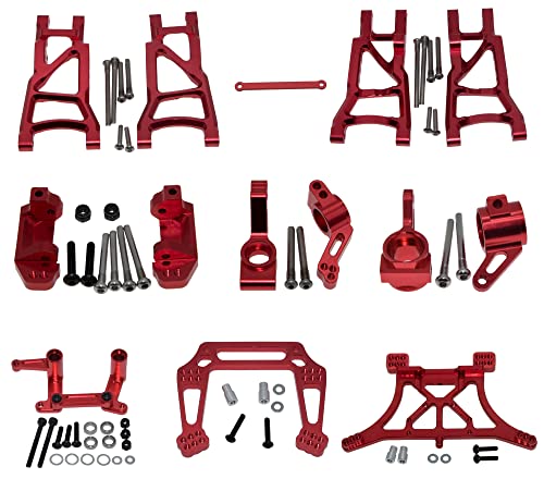 Upgrade Kit For 1/10 Traxxas Slash 2Wd Stampede Rustler Bandit Aluminum Alloy Metal Parts Replacement Of 2555 3631 2532 3638 3639 3743 3736 3632 3752(Red) #TOP10