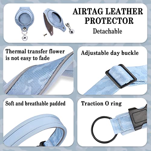 Arojore Reflective Airtag Dog Collar, Heavy Duty Padded Puppy Collar With Airtag Holder, Adjustable Air Tag Pet Collar For Small Medium Large Dogs, Blue, L #TOP4