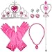 Princess Dress Up Costume Accessories Aurora Set For Princess cosplay Gloves Tiara Wand and Necklace (7 Pieces)
