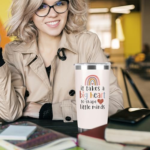 94Bright Teacher Appreciation Gifts, Mothers Day Gifts, 20 Oz Rose Quartz Tumbler Mug Cup, Teacher Appreciation Week, It Takes a Big Heart to Shape Little Minds, Teacher Birthday Gifts Ideas for Women - Image 5