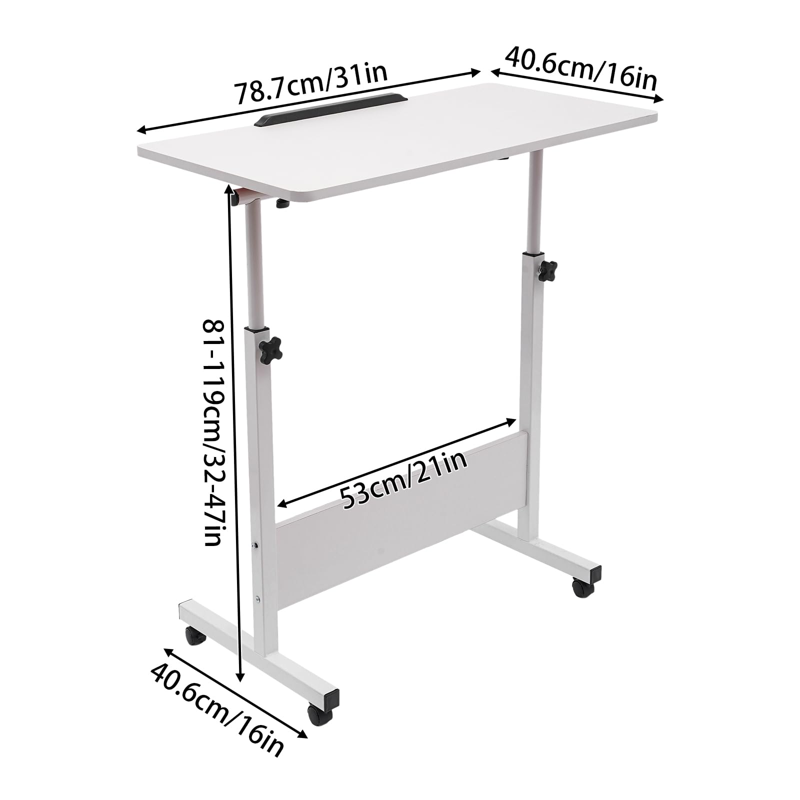 Rolling Computer Stand with Adjtable Height Laptop Desk Computer Home Office Desk Adjtable Height Standing Desk Small Rolling — view 3