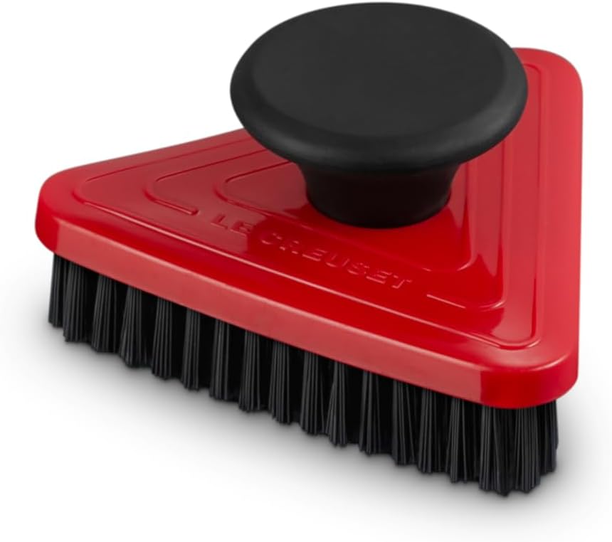 Le Creuset Triangle Grill Pan Brush, 3.7", Cerise