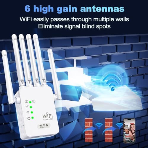 Potente Amplificador de Señal WiFi Interior/Exterior con 6 Antenas | Cobertura de 1000m² Cuadrados, Repetidor de Doble Modo/Ap, 2 Puertos LAN, Instalación Rápida en el Hogar y la Oficina - imagen 5
