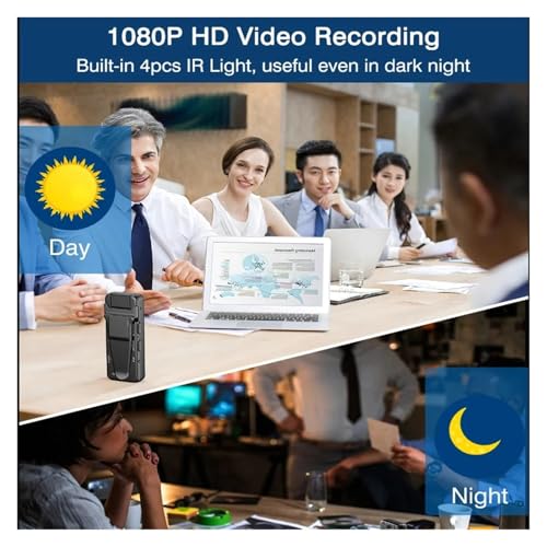 Image of 1080P Mini Body Mounted Camera HD Car DVR Video Recording IR Night Vision Back Clip Magnetic Camcorders Hiking Equipment for Vlogging with External Microphone, Remote Cont
