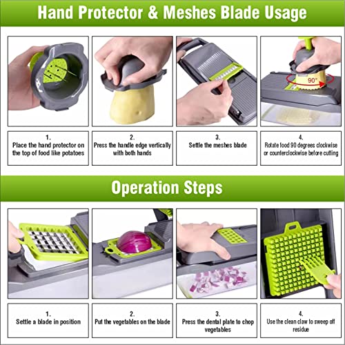 Multifunctional Vegetable Chopper | 12-In-1 Vegetables Cutter And Slicer, Onion Dicer | Dishwasher-Safe Mandoline Slicer, Veggie Chopper With Container | Seasoning And Spice Choppers #TOP3