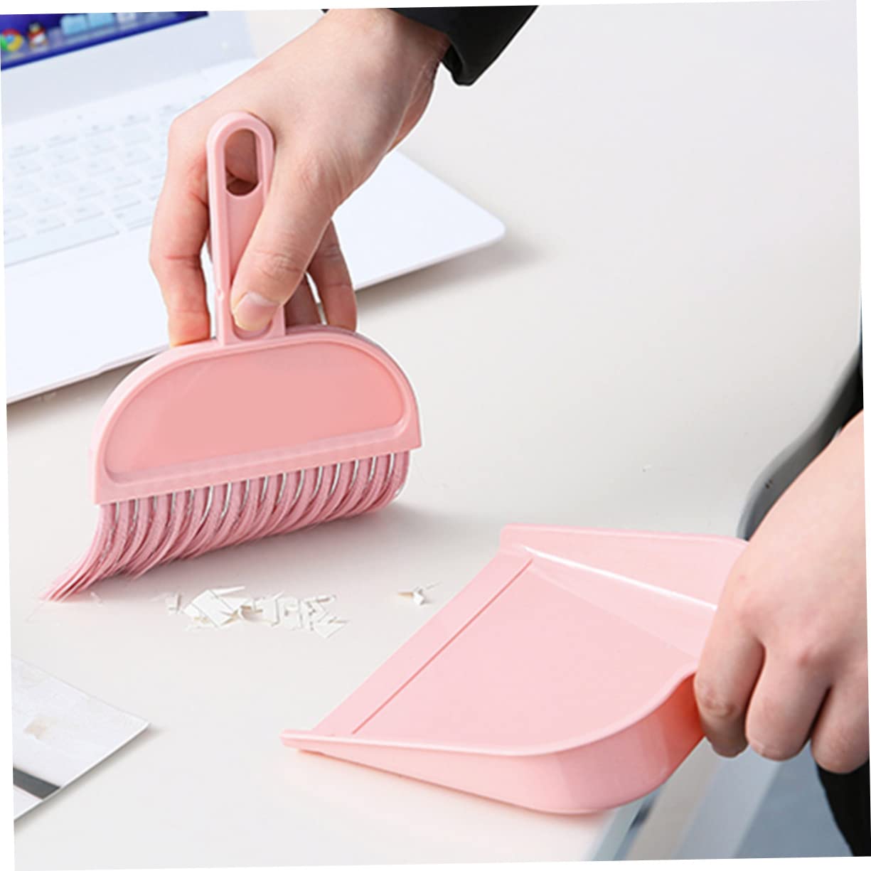 Beatifufu Cleaning Utensils Dustpan Keyboard Continuous Spray Bottle Waste Cleaning Tool Desktop Cleaning Broom Small Broom Cleaner Standing Classroom Rugs Grey Earth Tones Pink Broom Set