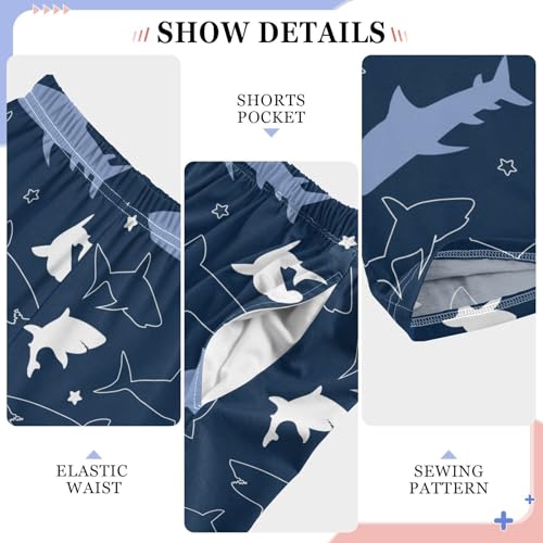 Shark Pattern Dark Blue Boys Pants for Kids Jogger Pants with Pockets S-XL4