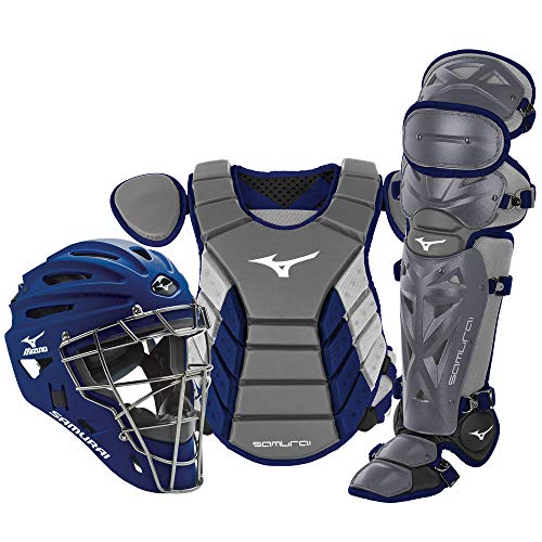 Mizuno Samurai Youth Baseball Boxed Catcher's Gear Set, Grey-Navy, 14" Youth Boys by Mizuno - Used condition - US$309.67