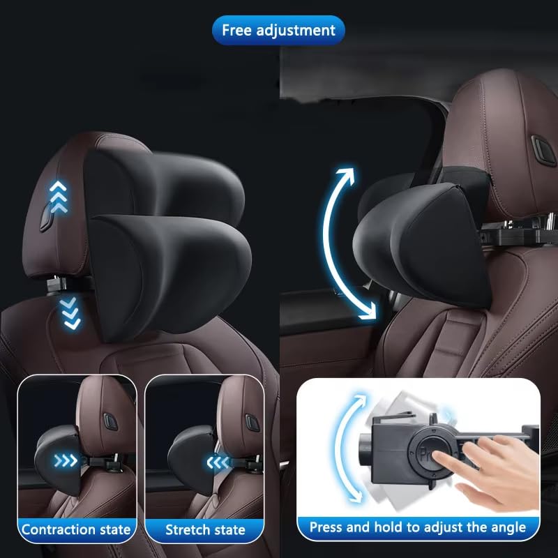 Kopfstütze Auto Kompatibel mit Suzuki Samurai, Auto Nackenkissen Einstellbare Nackenstütz Auto, Memory Foam Auto Sitz Kopfstütze,Black Grey