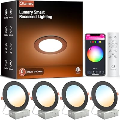 Lumary Smart Recessed Lighting 6 Inch, RGBWW Canless Wafer Downlight 13W